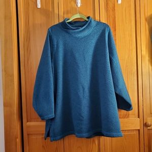 Lands' End Teal Women's Turtleneck Sweatshirt